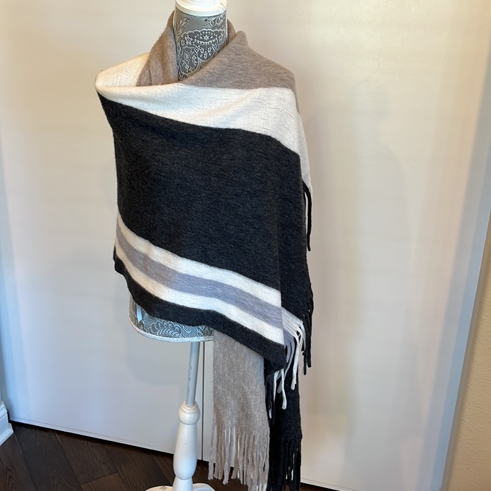 Steve Madden Scarf Wrap Shawl Striped Color Block Blanket Scarf
